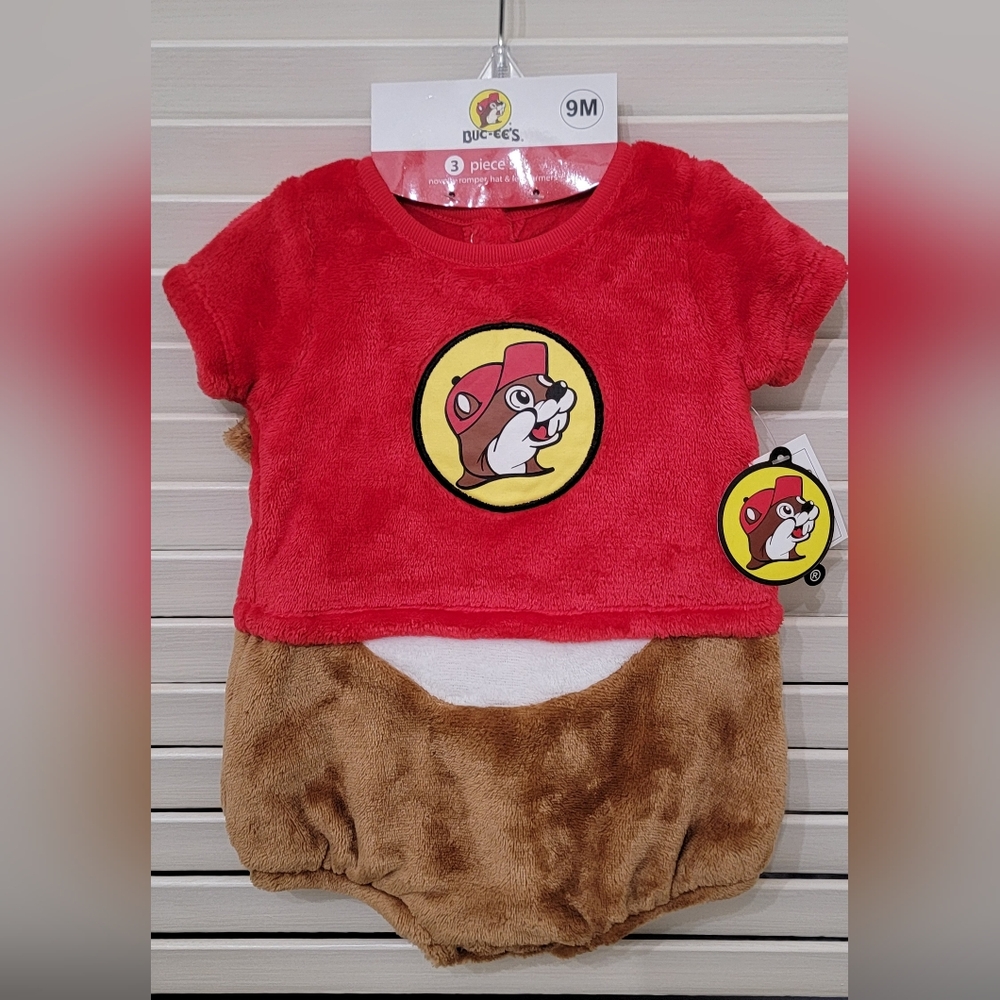 Buc-ee’s Infant (9 Months) 3-Piece Set; Romper, Hat, & Leg Warmers (Brand New)